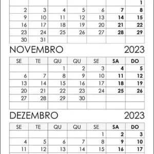 Calendário Outubro, Novembro, Dezembro 2023 Calendário Outubro, Novembro, Dezembro 2023