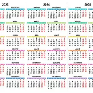 Calendário 2023, 2024, 2025