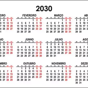 Calendário 2030 A3 Calendário 2030 A3