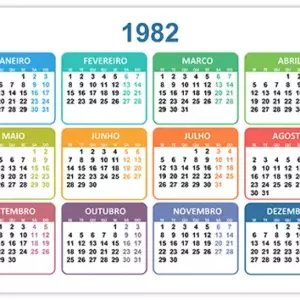 Calendário 1982 Calendário 1982
