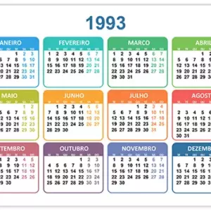 Calendário 1993 Calendário 1993