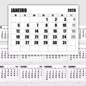 Calendário mensal 2026 para imprimir calendario-mensal-2026