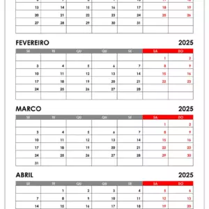 Calendário Janeiro, Fevereiro, Março, Abril 2025 Calendario-Janeiro-Fevereiro-Marco-Abril-2025
